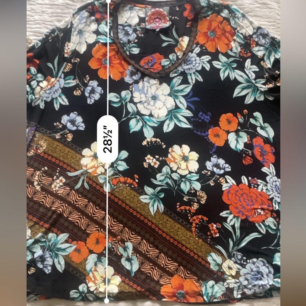 Johnny Was Janie Favorite Golden swing long sleeve floral boho Jersey tunic - Picture 7 of 7